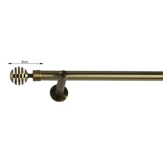 16mm Metall Gardinenstange Vorhangstange 1-läufig Messing Antik Modern INES 120 cm
