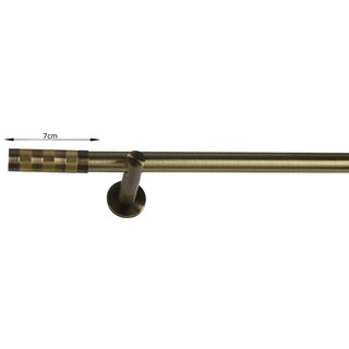 16mm Metall Gardinenstange Vorhangstange 1-läufig Messing Antik Modern ERNA 120 cm