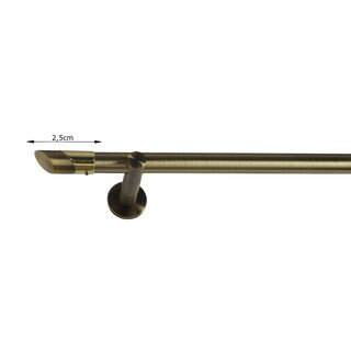 16mm Metall Gardinenstange Vorhangstange 1-läufig Messing Antik Modern FLORA 120 cm