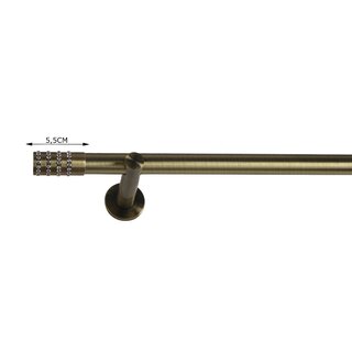 16mm Metall Gardinenstange Vorhangstange 1-lufig Messing Antik Modern AIDA 120 cm