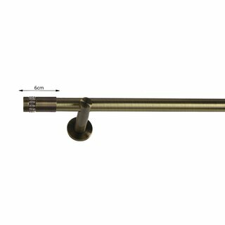 16mm Metall Gardinenstange Vorhangstange 1-läufig Messing Antik Modern DOLA 240 cm