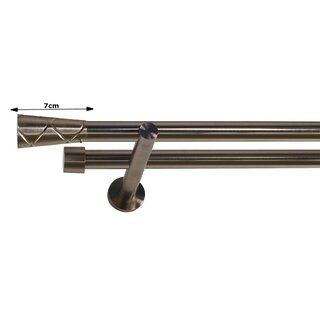 16/16mm Metall Gardinenstange Vorhangstange 2-lufig Edelstahl Optik Modern NEL 140 cm