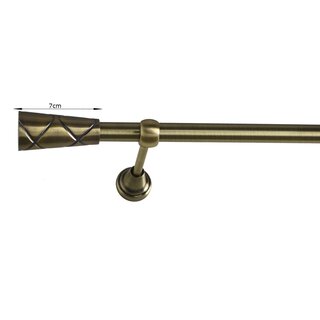 16mm Metall Gardinenstange Vorhangstange 1-läufig Messing Antik Classic NEL 120 cm
