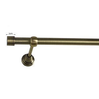 16mm Metall Gardinenstange Vorhangstange 1-läufig Messing Antik Classic ZOYA 120 cm