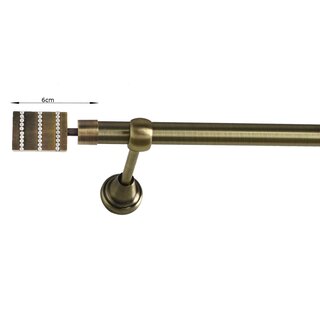 16mm Metall Gardinenstange Vorhangstange 1-läufig Messing Antik Classic KAMA 120 cm