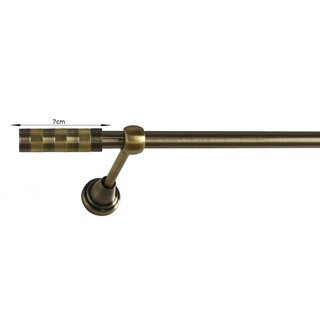 16mm Metall Gardinenstange Vorhangstange 1-läufig Messing Antik Classic ERNA 120 cm