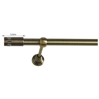 16mm Metall Gardinenstange Vorhangstange 1-lufig Messing Antik Classic DOLA 140 cm