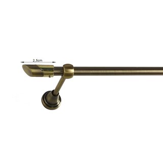 16mm Metall Gardinenstange Vorhangstange 1-läufig Messing Antik Classic FLORA 280 cm