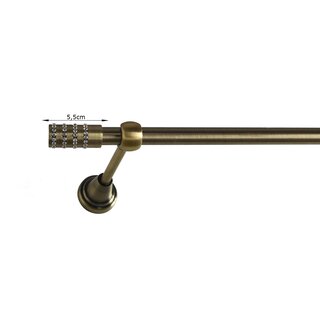 16mm Metall Gardinenstange Vorhangstange 1-lufig Messing Antik Classic AIDA 400 cm
