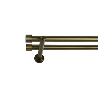 16/16mm Metall Gardinenstange Vorhangstange 2-lufig Messing Antik Modern
