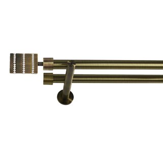 16/16mm Metall Gardinenstange Vorhangstange 2-läufig Messing Antik Modern