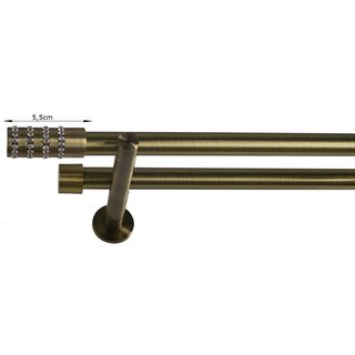 16/16mm Metall Gardinenstange Vorhangstange 2-läufig Messing Antik Modern AIDA 120 cm
