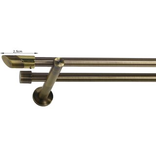 16/16mm Metall Gardinenstange Vorhangstange 2-läufig Messing Antik Modern FLORA 140 cm