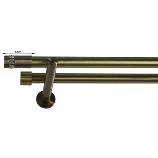 16/16mm Metall Gardinenstange Vorhangstange 2-lufig Messing Antik Modern DOLA 160 cm