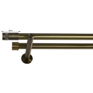 16/16mm Metall Gardinenstange Vorhangstange 2-läufig Messing Antik Modern DOLA 180 cm