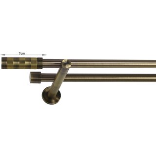 16/16mm Metall Gardinenstange Vorhangstange 2-läufig Messing Antik Modern ERNA 200 cm