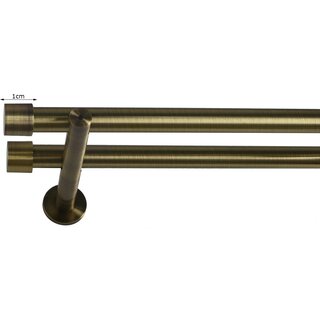 16/16mm Metall Gardinenstange Vorhangstange 2-lufig Messing Antik Modern ZOYA 280 cm