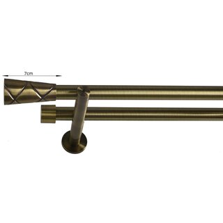 16/16mm Metall Gardinenstange Vorhangstange 2-lufig Messing Antik Modern NEL 360 cm