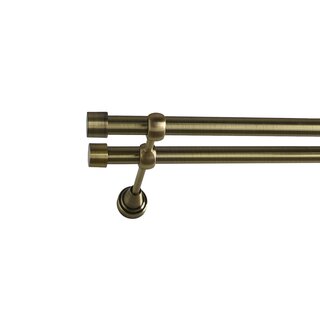 16/16mm Metall Gardinenstange Vorhangstange 2-läufig Messing Antik Classic