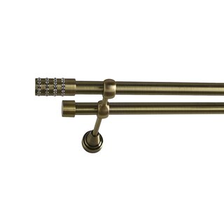 16/16mm Metall Gardinenstange Vorhangstange 2-läufig Messing Antik Classic