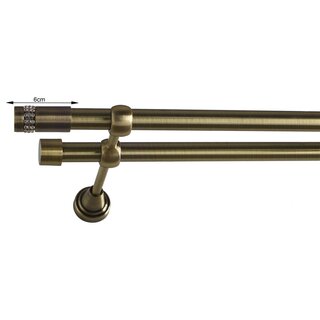 16/16mm Metall Gardinenstange Vorhangstange 2-läufig Messing Antik Classic DOLA 120 cm