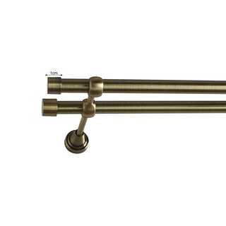 16/16mm Metall Gardinenstange Vorhangstange 2-läufig Messing Antik Classic ZOYA 120 cm