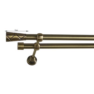 16/16mm Metall Gardinenstange Vorhangstange 2-läufig Messing Antik Classic NEL 120 cm