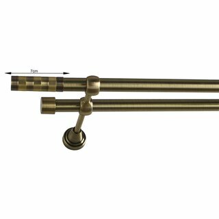 16/16mm Metall Gardinenstange Vorhangstange 2-läufig Messing Antik Classic ERNA 120 cm