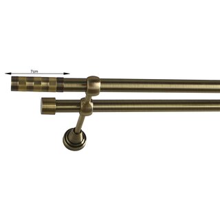 16/16mm Metall Gardinenstange Vorhangstange 2-läufig Messing Antik Classic ERNA 140 cm