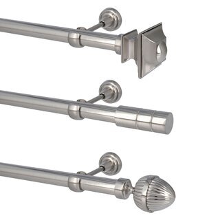 Sento 25mm Gardinenstange Vorhangstange Metall Wandmontage Edelstahl Optik