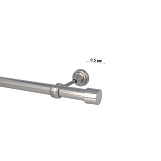 Sento Gardinenstange Vorhangstange 25mm 1-lufig Wandmontage Edelstahl Optik 120 cm (1x120cm) ALBANA