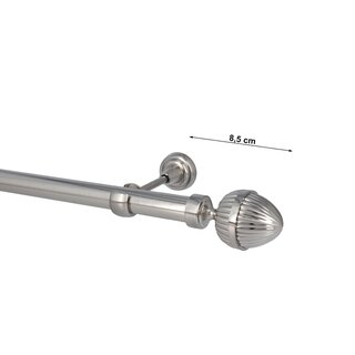Sento Gardinenstange Vorhangstange 25mm 1-lufig Wandmontage Edelstahl Optik 160 cm DONATA