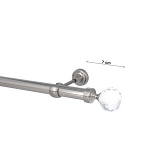 Sento Gardinenstange Vorhangstange 25mm 1-lufig Wandmontage Edelstahl Optik 360 cm CARLA