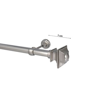 Sento Gardinenstange Vorhangstange 25mm 1-lufig Wandmontage Edelstahl Optik 480 cm BAROCCO