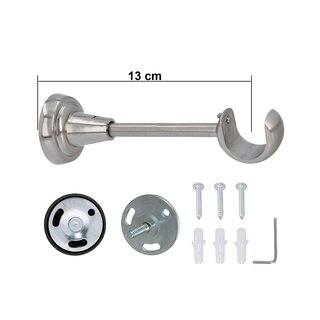 Sento Gardinenstange Vorhangstange 25mm 1-lufig Wandmontage Edelstahl Optik 480 cm BAROCCO