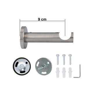 Sento 25mm Gardinenstange Vorhangstange Wandmontage Edelstahl Optik Modern 120 cm Pryma
