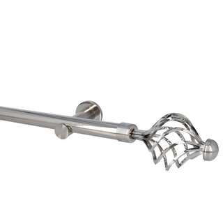 Sento 25mm Gardinenstange Vorhangstange Wandmontage Edelstahl Optik Modern 180 cm Gracja