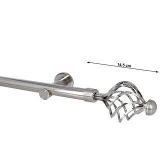 Sento 25mm Gardinenstange Vorhangstange Wandmontage Edelstahl Optik Modern 180 cm Gracja