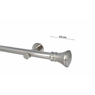 Sento Gardinenstange Vorhangstange 25mm 1-lufig Modern Edelstahl Optik 240 cm PRYMA
