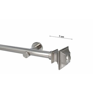 25mm Metall Gardinenstange Vorhangstange 1-läufig Edelstahl Optik Modern BAROCCO 160 cm (1x160cm)