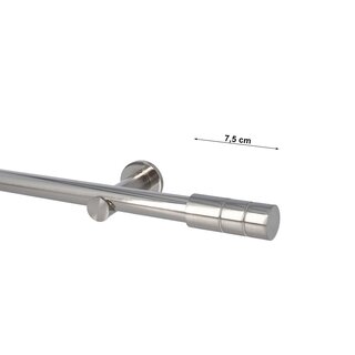 Sento 25mm Gardinenstange Vorhangstange Wandmontage Edelstahl Optik Modern 200 cm Ilusion