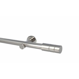 25mm Metall Gardinenstange Vorhangstange 1-läufig Edelstahl Optik Modern ILUSION 240 cm (2x120cm)