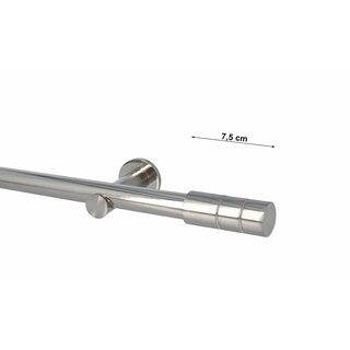 25mm Metall Gardinenstange Vorhangstange 1-läufig Edelstahl Optik Modern ILUSION 280 cm (2x140cm)