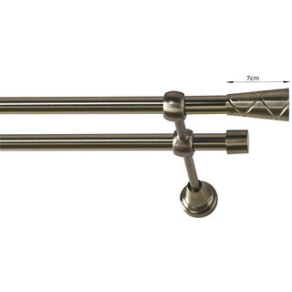 19/19mm Metall Gardinenstange Vorhangstange 2-läufig Edelstahl Optik Classic NEL 120 cm