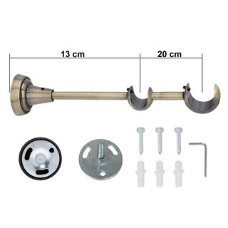 Sento 25/16mm Metall Gardinenstange Vorhangstange 2-lufig Messing Antik Classic 160 cm (2 Stangen 160cm) ILUSION
