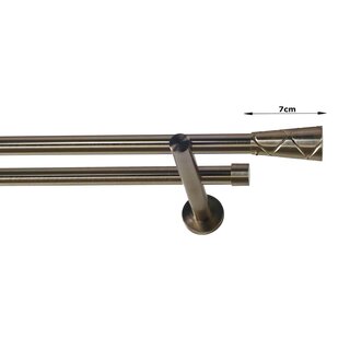 19/19mm Metall Gardinenstange Vorhangstange 2-läufig Edelstahl Optik Modern NEL 120 cm