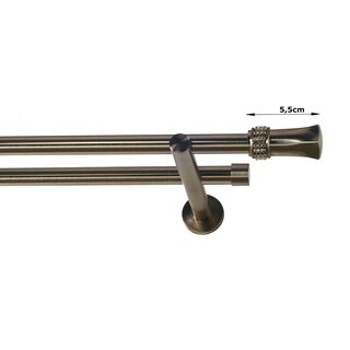 19/19mm Metall Gardinenstange Vorhangstange 2-läufig Edelstahl Optik Modern DANA 120 cm