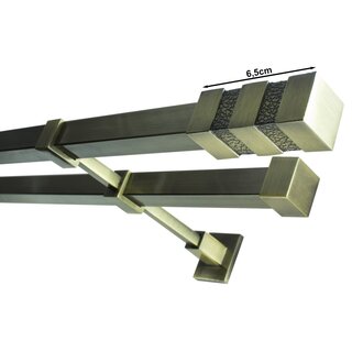 20/20mm Metall Gardinenstange Vorhangstange 2-lufig Messing Antik Hilda 320 cm (4 Stangen 160cm)