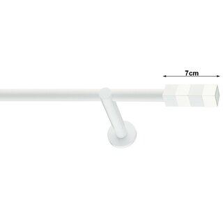 19mm Metall Gardinenstange Vorhangstange 1-läufig Weiß Glanz Modern MAGNUM 120 cm (1x120cm)