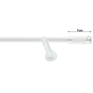 19mm Metall Gardinenstange Vorhangstange 1-läufig Weiß Glanz Modern PARIS 120 cm (1x120cm)